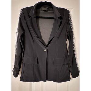 Black Blazer with Embellished Sleeves